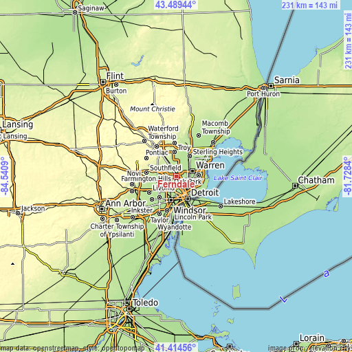 Topographic map of Ferndale