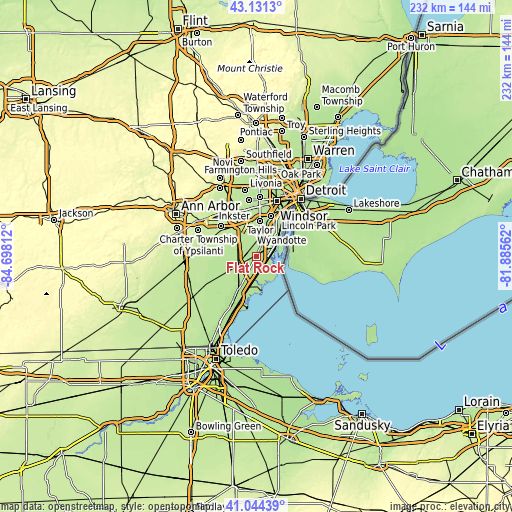 Topographic map of Flat Rock