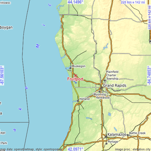 Topographic map of Fruitport