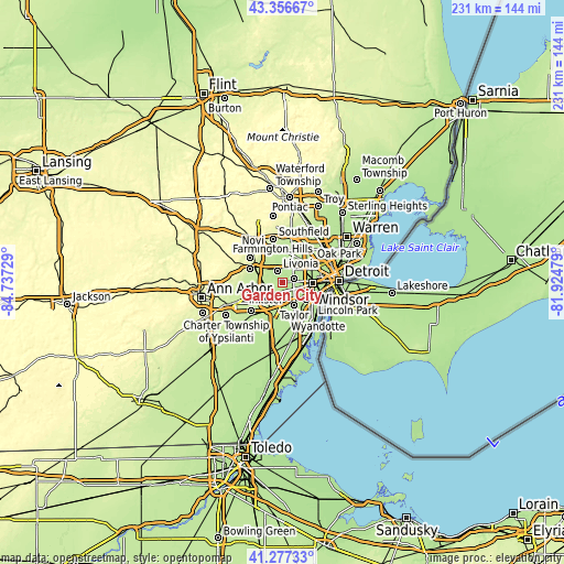 Topographic map of Garden City