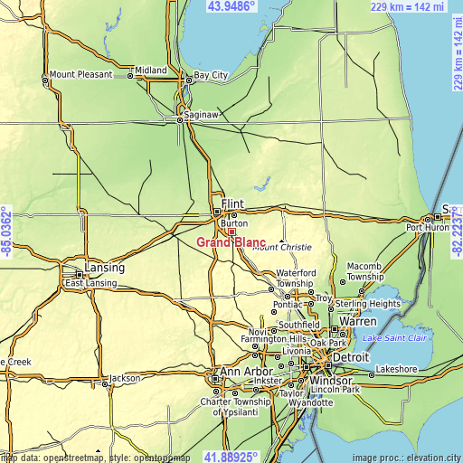 Topographic map of Grand Blanc