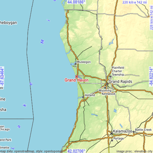 Topographic map of Grand Haven