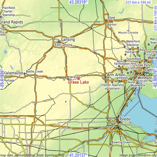 Topographic map of Grass Lake