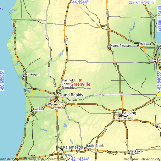 Topographic map of Greenville