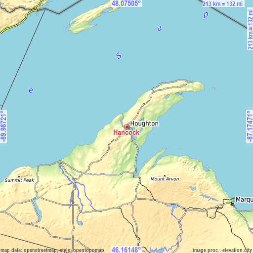 Topographic map of Hancock