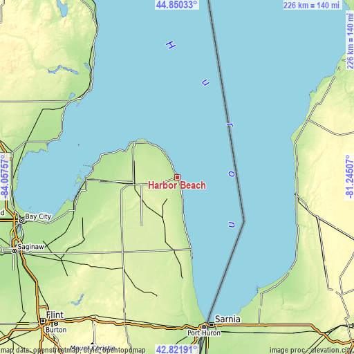 Topographic map of Harbor Beach