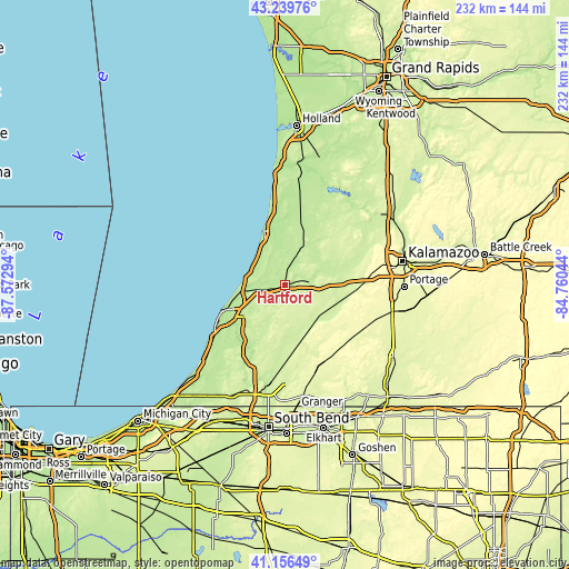 Topographic map of Hartford