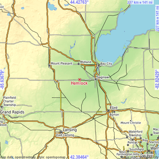 Topographic map of Hemlock