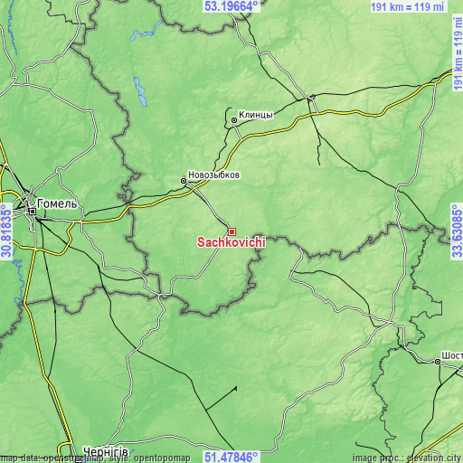 Topographic map of Sachkovichi