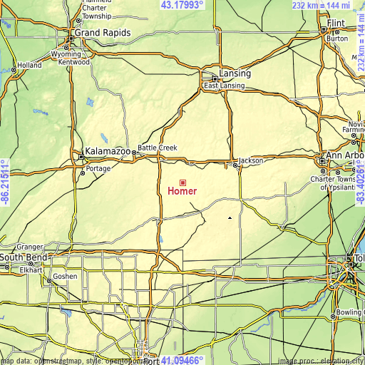 Topographic map of Homer