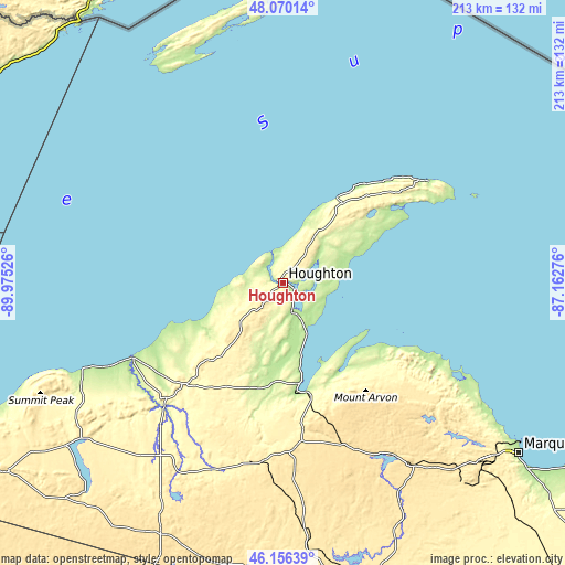 Topographic map of Houghton