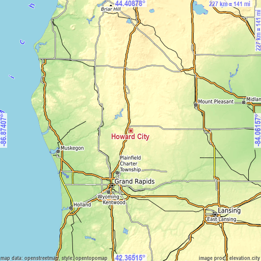 Topographic map of Howard City