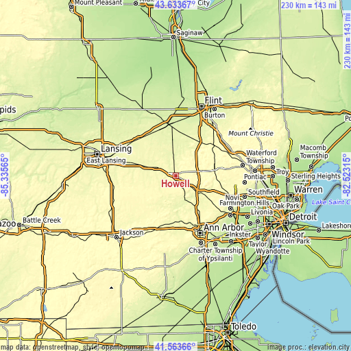 Topographic map of Howell