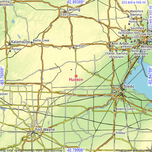 Topographic map of Hudson