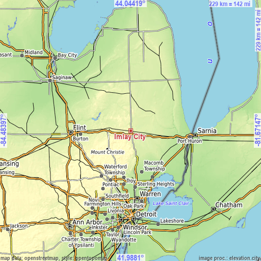 Topographic map of Imlay City