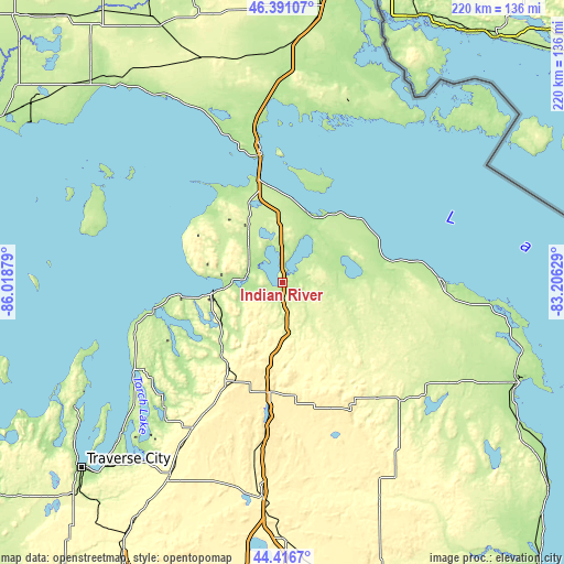 Topographic map of Indian River