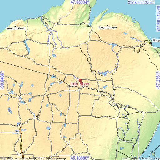 Topographic map of Iron River