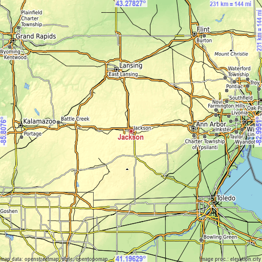 Topographic map of Jackson