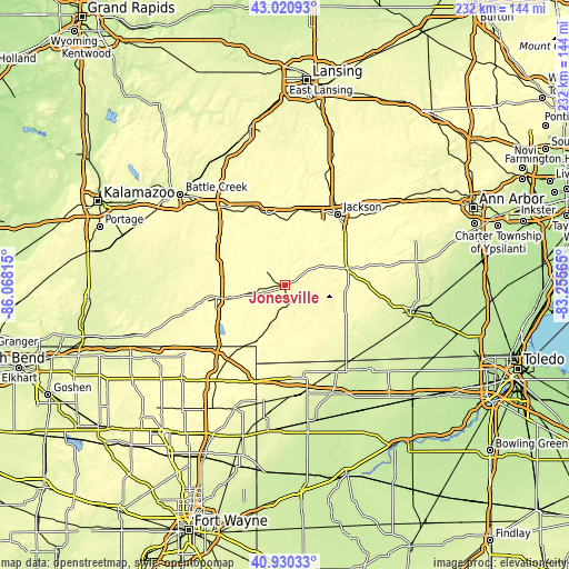 Topographic map of Jonesville