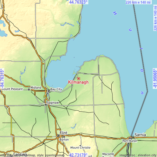 Topographic map of Kilmanagh