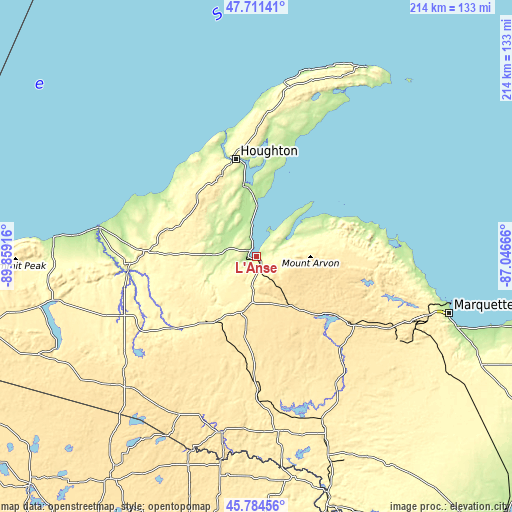 Topographic map of L'Anse