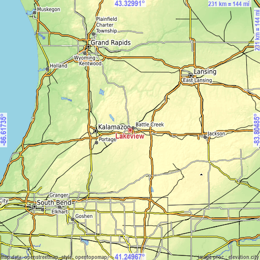 Topographic map of Lakeview