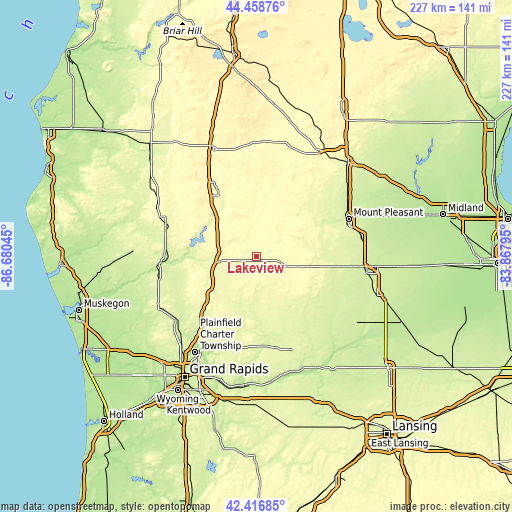 Topographic map of Lakeview