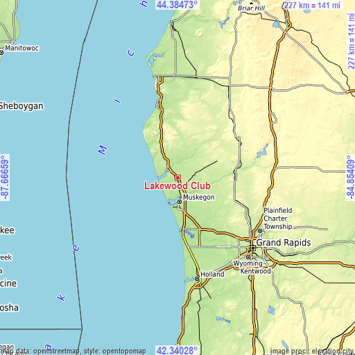 Topographic map of Lakewood Club