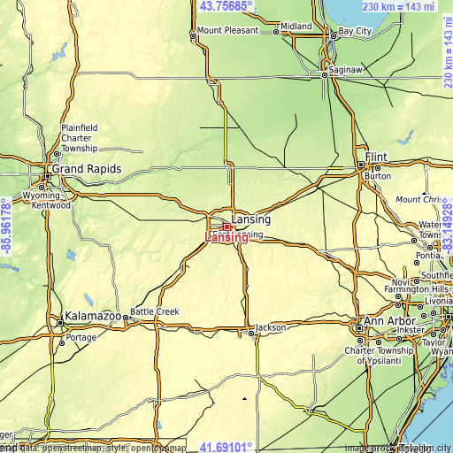 Topographic map of Lansing