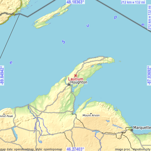 Topographic map of Laurium