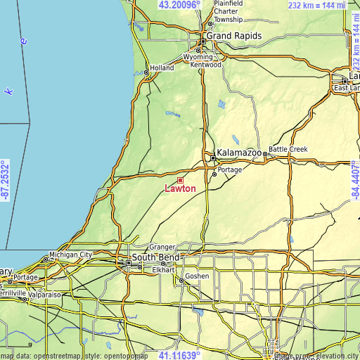 Topographic map of Lawton