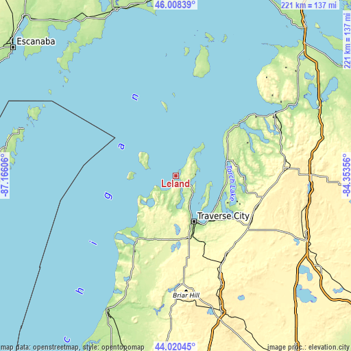 Topographic map of Leland