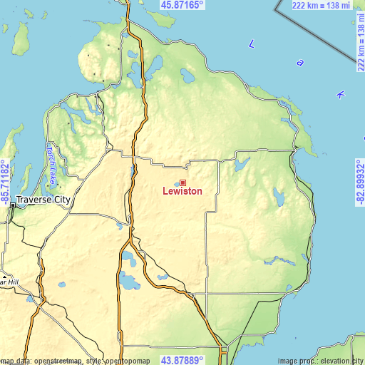 Topographic map of Lewiston