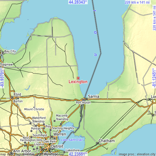 Topographic map of Lexington