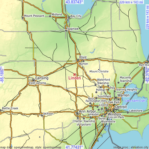 Topographic map of Linden