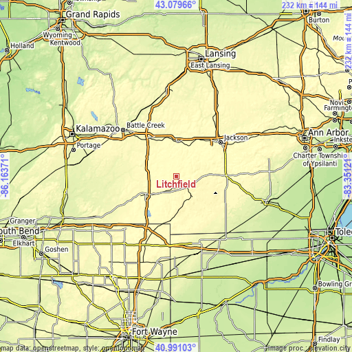 Topographic map of Litchfield