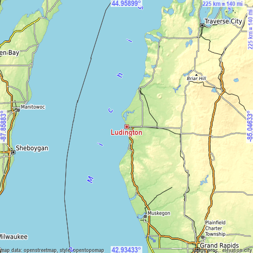 Topographic map of Ludington