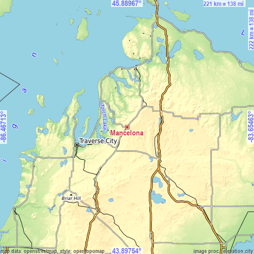 Topographic map of Mancelona