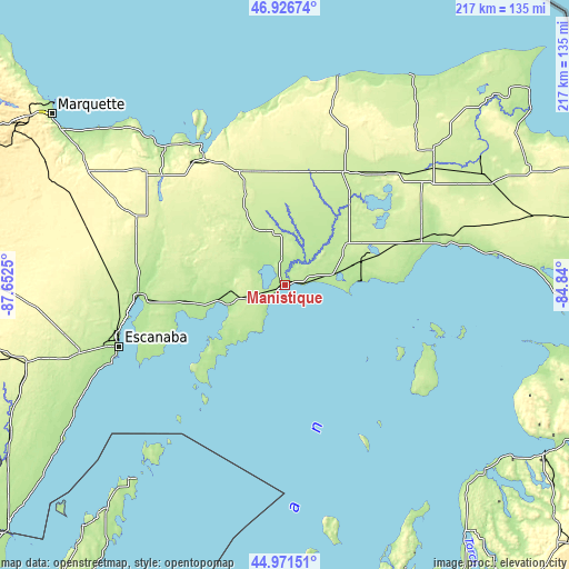 Topographic map of Manistique