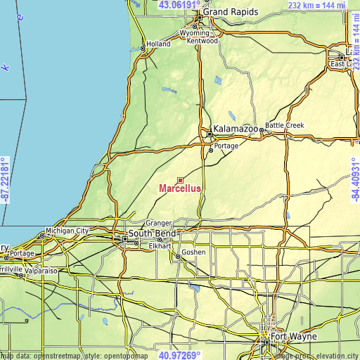 Topographic map of Marcellus