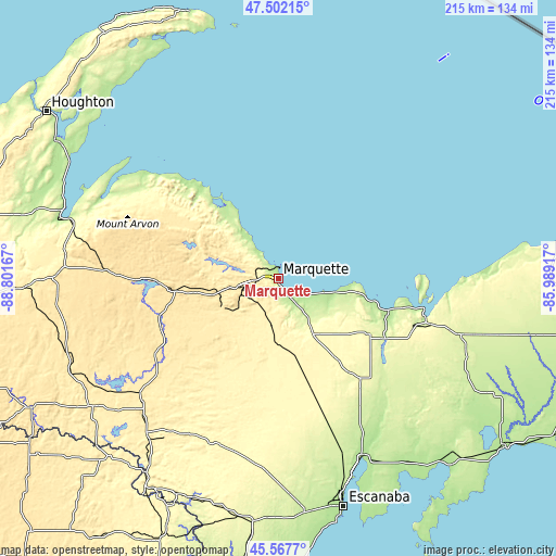 Topographic map of Marquette