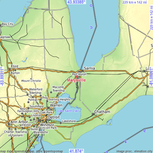 Topographic map of Marysville