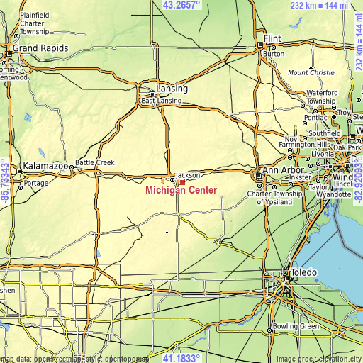 Topographic map of Michigan Center