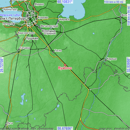Topographic map of Ryabovo