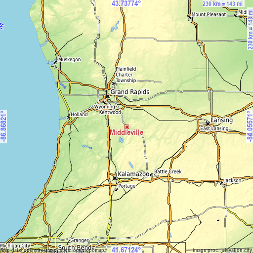Topographic map of Middleville