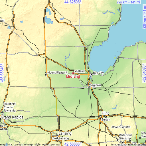 Topographic map of Midland