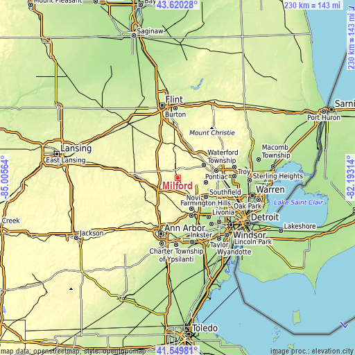 Topographic map of Milford