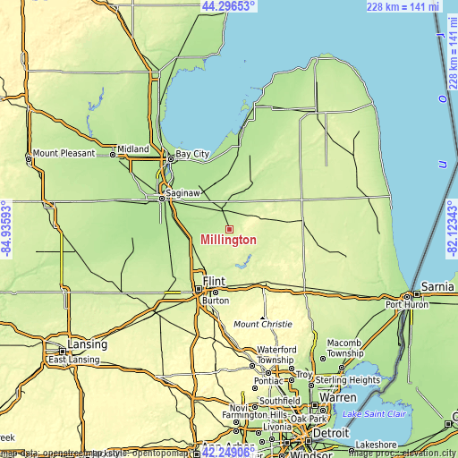 Topographic map of Millington