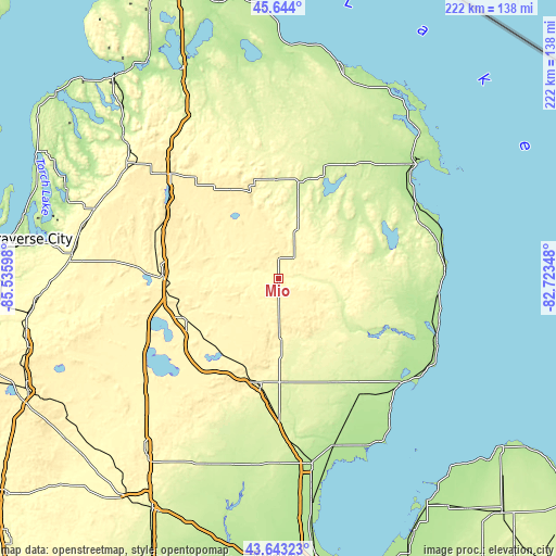 Topographic map of Mio