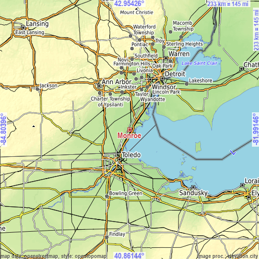 Topographic map of Monroe